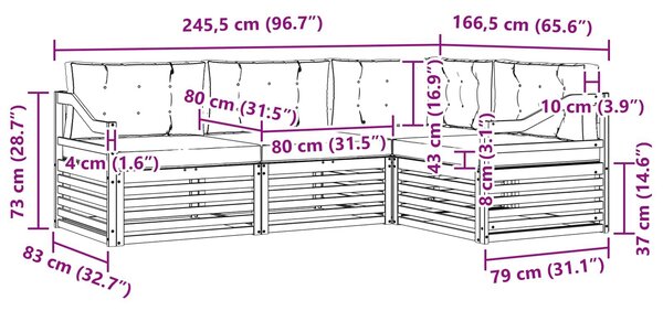 VidaXL Kültéri kanapé szett párnával 4 pcs Természetes és antracit