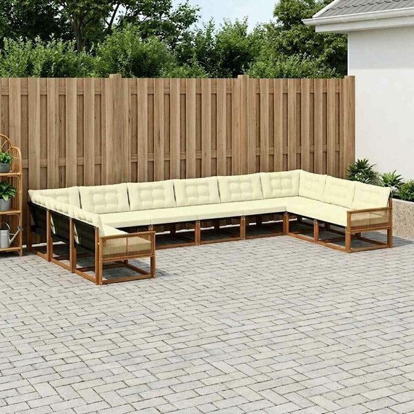 VidaXL Kültéri kanapé szett párnával 10 pcs Természetes és krémszínű