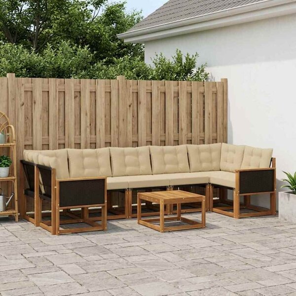 VidaXL Kültéri kanapé szett párnával 8 pcs Természetes és bézs