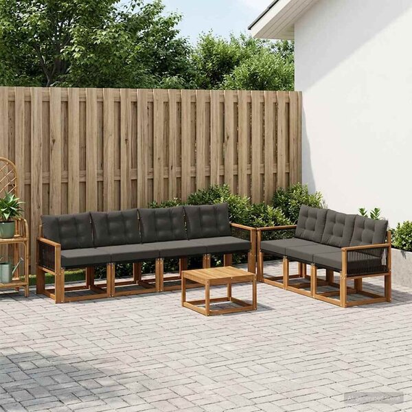 VidaXL Kültéri kanapé szett párnával 8 pcs Természetes és Fekete