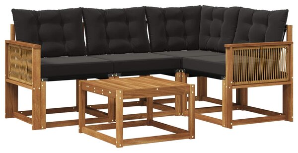 VidaXL Kültéri kanapé szett párnával 5 pcs Természetes és Fekete