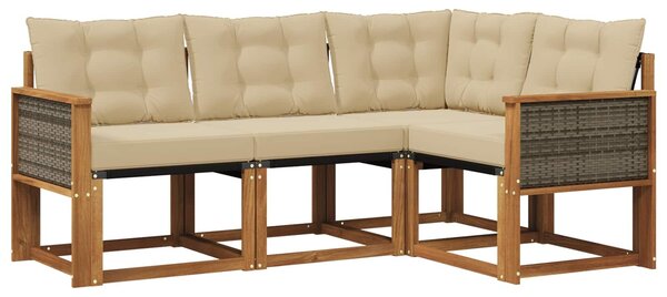 VidaXL Kültéri kanapé szett párnával 4 pcs Természetes és bézs