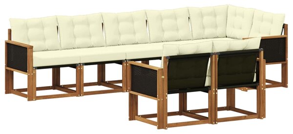 VidaXL Kültéri kanapé szett párnával 8 pcs Természetes és krémszínű