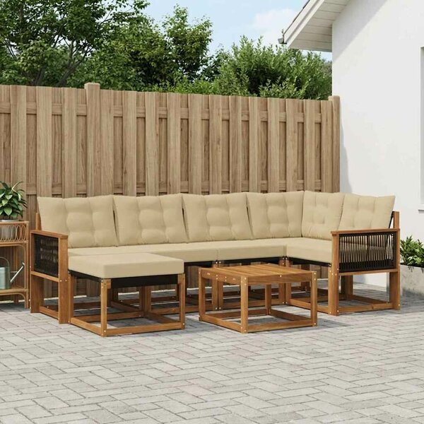 VidaXL Kültéri kanapé szett párnával 7 pcs Természetes és bézs