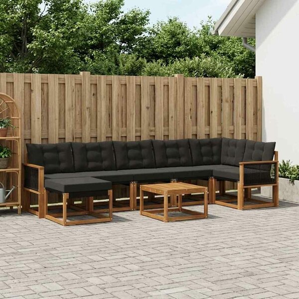 VidaXL Kültéri kanapé szett párnával 8 pcs Természetes és Fekete