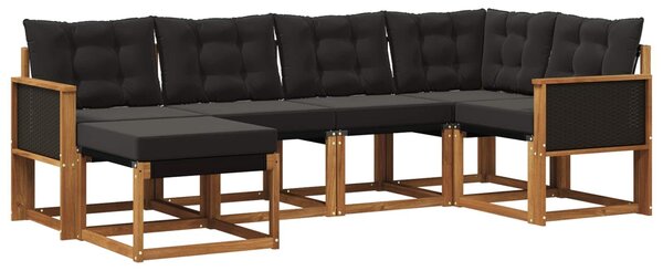 VidaXL Kültéri kanapé szett párnával 6 pcs Természetes és Fekete