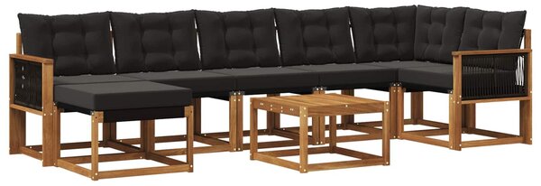 VidaXL Kültéri kanapé szett párnával 8 pcs Természetes és Fekete