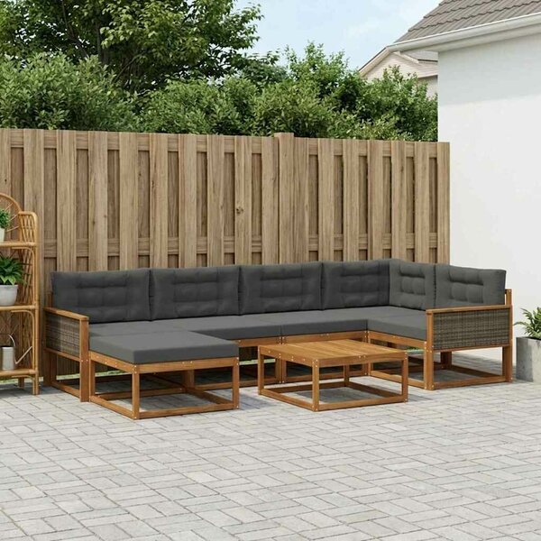 VidaXL Kültéri kanapé szett párnával 7 pcs Természetes és antracit