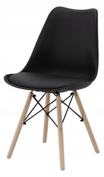 4 db konyhaszék szett, modern skandináv design, habszivacs ülés, fekete