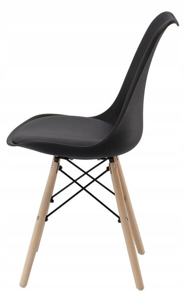 4 db konyhaszék szett, modern skandináv design, habszivacs ülés, fekete