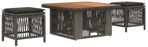 VidaXL Kert étkező szett 3 pcs Szürke és sötétszürke polirattan