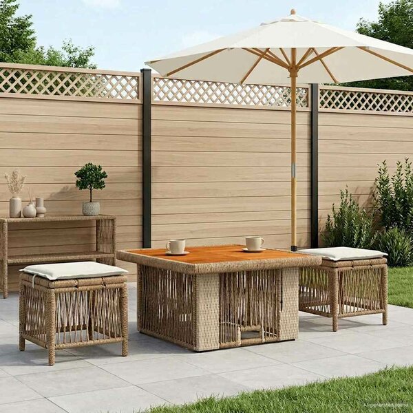 VidaXL Kert étkező szett párnával 3 pcs Beige és krém polirattan