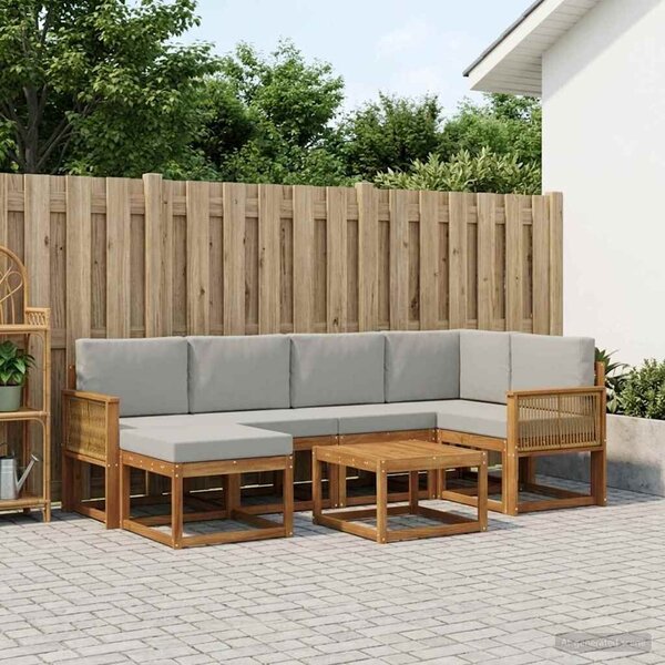 VidaXL Kültéri kanapé szett 7 pcs Természetes és Világosszürke