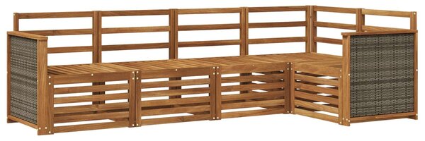 VidaXL Szegmentált kanapé szett 4 pcs Természetes Tömör Akácfa