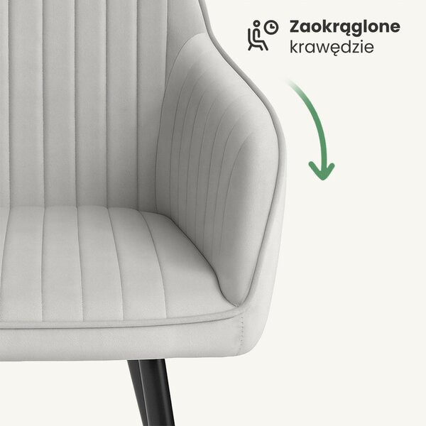 AKORD Florence Kárpitozott Étkezőszék Bársony Szürke Fekete Lábakkal 2 db