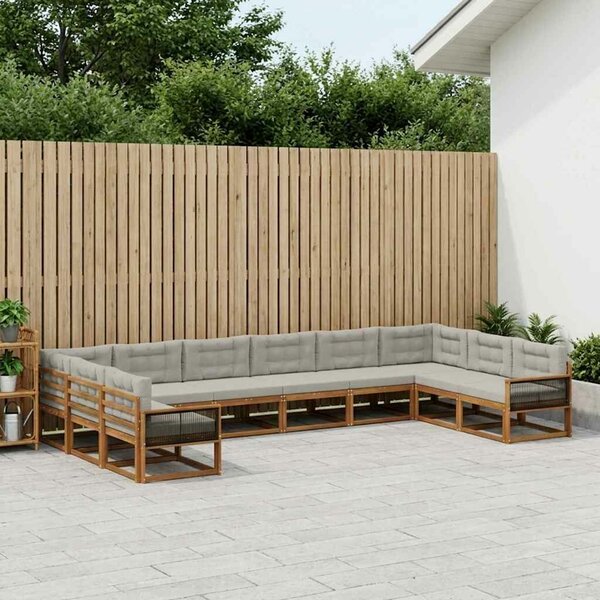 VidaXL Kültéri kanapé szett 10 pcs Természetes és Világosszürke