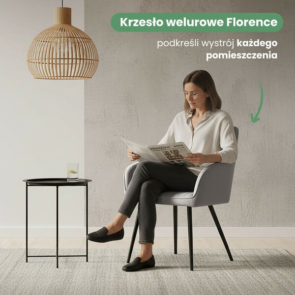 AKORD Florence Kárpitozott Étkezőszék Bársony Szürke Fekete Lábakkal 2 db