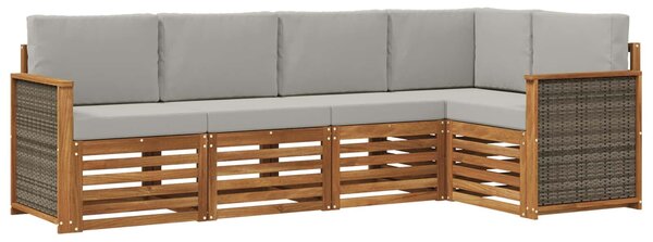 VidaXL Szegmentált kanapé szett 4 pcs Természetes és Világosszürke