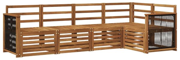 VidaXL Szegmentált kanapé szett 4 pcs Természetes Tömör Akácfa