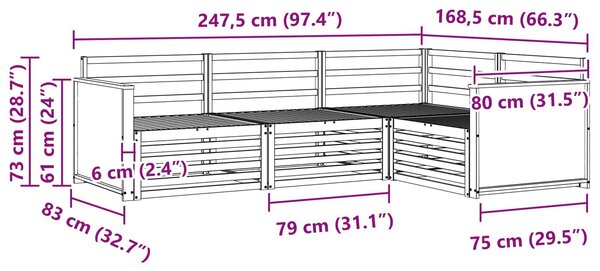 VidaXL Kültéri kanapé szett 4 pcs Természetes Tömör Akácfa
