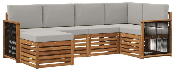 VidaXL Szegmentált kanapé szett 5 pcs Természetes és Világosszürke