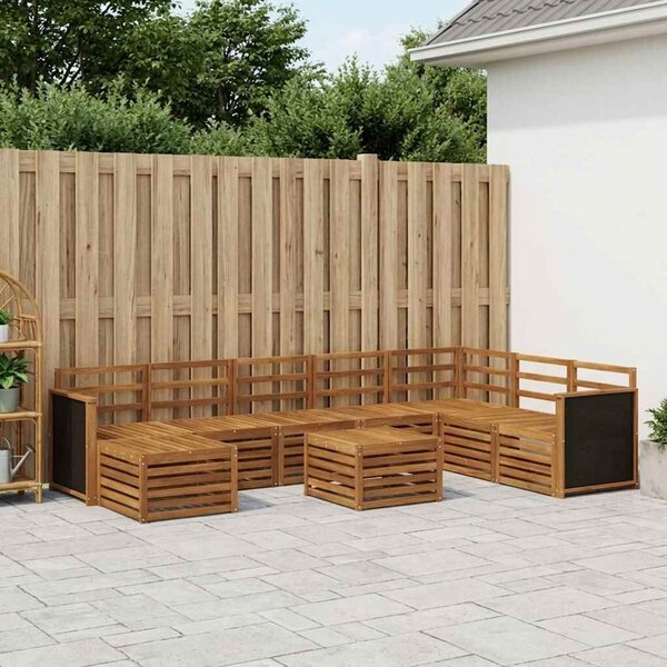 VidaXL Kültéri kanapé szett 7 pcs Természetes Tömör Akácfa