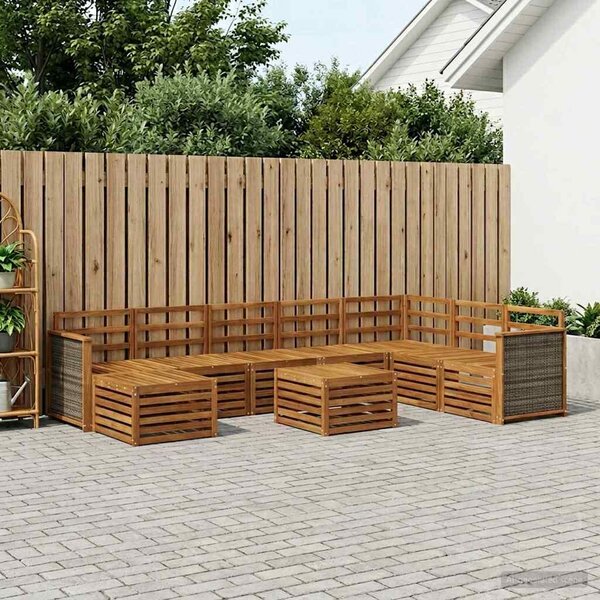 VidaXL Kültéri kanapé szett 7 pcs Természetes Tömör Akácfa