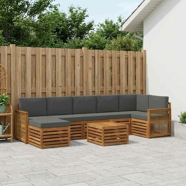 VidaXL Kültéri kanapé szett párnával 7 pcs Természetes és antracit