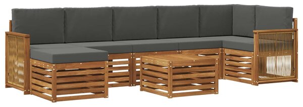 VidaXL Kültéri kanapé szett párnával 7 pcs Természetes és antracit