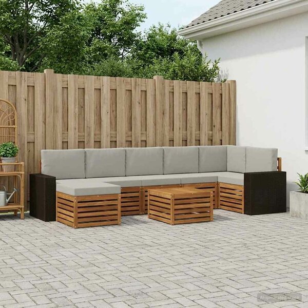VidaXL Kültéri kanapé szett 8 pcs Természetes és Világosszürke