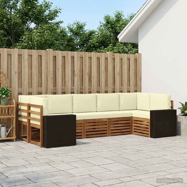 VidaXL Szegmentált kanapé szett 7 pcs Természetes és krémszínű