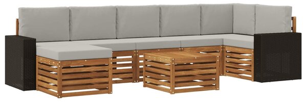 VidaXL Kültéri kanapé szett 8 pcs Természetes és Világosszürke