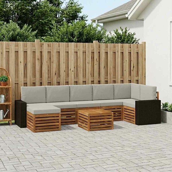 VidaXL Kültéri kanapé szett 8 pcs Természetes és Világosszürke