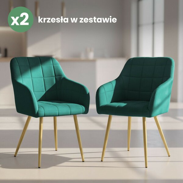 AKORD LUXANO Kárpitozott Szék Welúr Palackzöld Arany Lábakkal