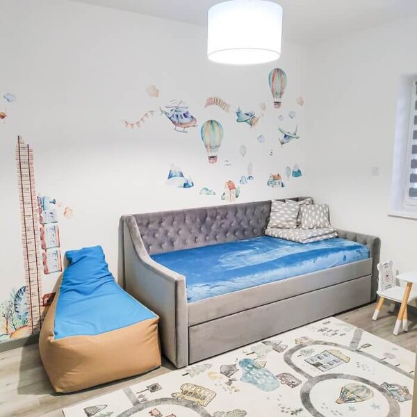INSPIO - átragasztható textil matrica - Magasságmérő falmatrica - Vonat