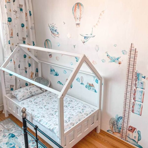 INSPIO - átragasztható textil matrica - Magasságmérő falmatrica - Vonat