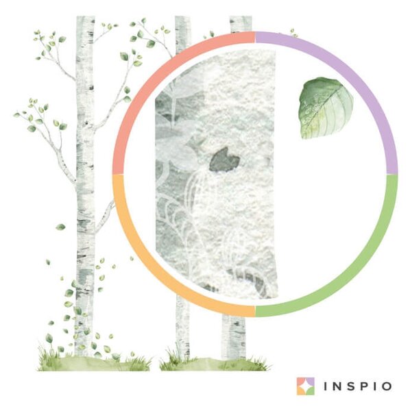 INSPIO - átragasztható textil matrica - Öntapadós falmatricák - Nyírfa madarakkal