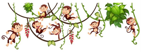 Falmatrica gyerekszobába - Majmok dzsungelben