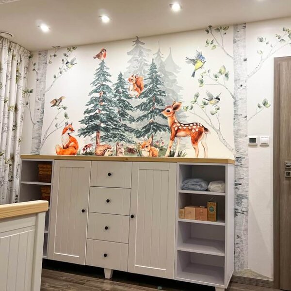 INSPIO - átragasztható textil matrica - Falmatrica - Forest erdei állatok