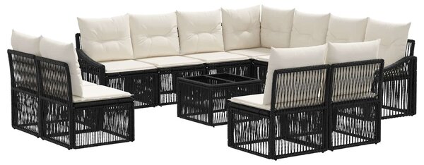 VidaXL Kerti Kanapé Szett 12 pcs Fekete polirattan