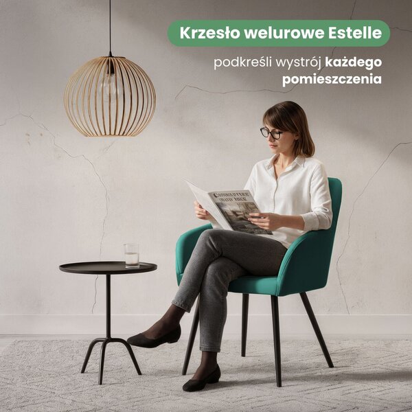 AKORD ESTELLE kárpitozott szék welur üvegzöld fekete lábakkal