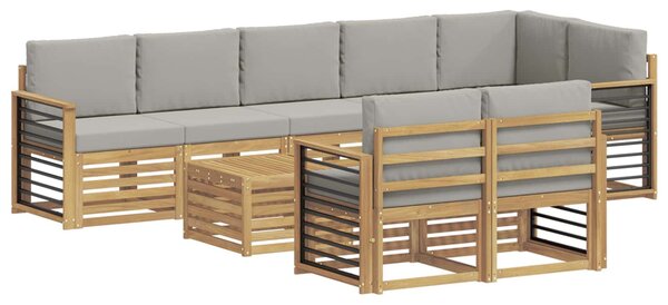 VidaXL Kültéri kanapé szett 9 pcs Fehér és Világosszürke