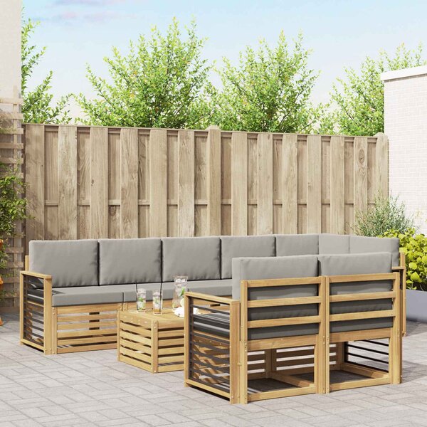 VidaXL Kültéri kanapé szett 9 pcs Fehér és Világosszürke