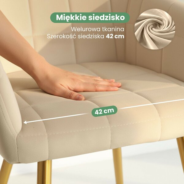 AKORD Furniture Factory LUXANO kárpitozott szék welúr bézs arany lábakkal