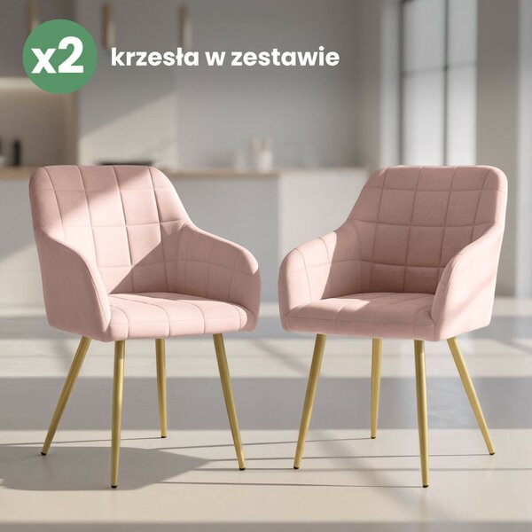AKORD LUXANO Kárpitozott Szék Welúr Púder Rózsaszín Arany Lábakkal