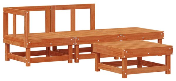 Kerti lounge szett 4 pcs Viaszbarna Tömör Fenyőfa