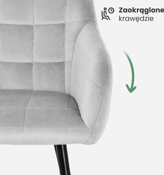 AKORD LUXANO Kárpitozott Szék Welúr Szürke Fekete Lábakkal