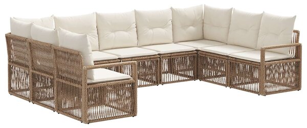 VidaXL Kerti Kanapé Szett 9 pcs Bézs polirattan