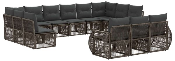 VidaXL Kerti Kanapé Szett 13 pcs Szürke és sötétszürke polirattan