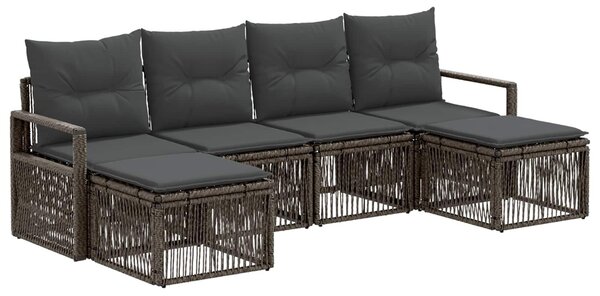 VidaXL Kerti Kanapé Szett 6 pcs Szürke polirattan